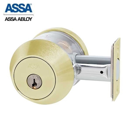 Assa 7000 Series Maximum+ Grade 1 Single Cylinder Deadbolt Bright Brass KD ASS-7900-605-3-F-COMP-KD-0A7
